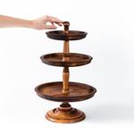 Трехъярусная ваза для фруктов и сладостей (фруктовница) из кедра. V16