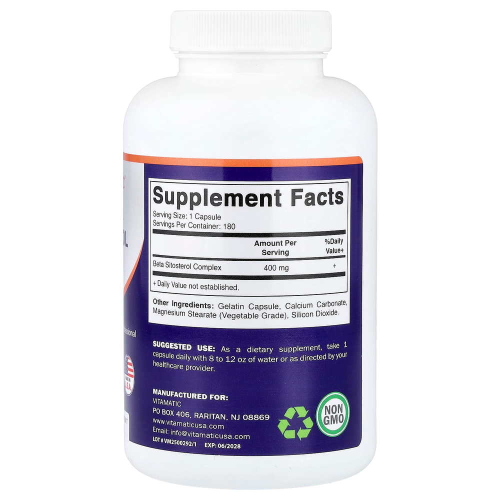 Vitamatic, Бета-ситостерол, 400 мг, 180 капсул