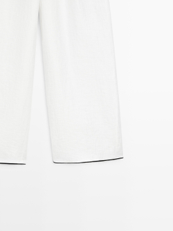 Massimo Dutti Свободные брюки с декоративной отделкой кантом, белый