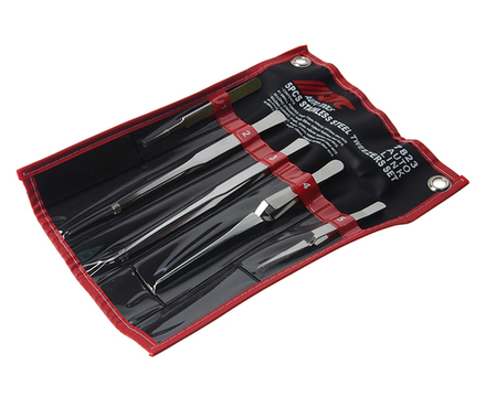 Набор пинцетов нержавеющая сталь 5 предметов JTC