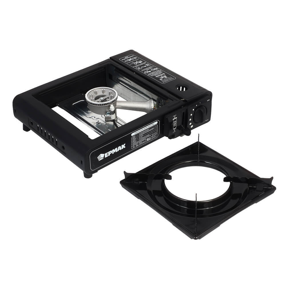 Плитка газовая с цанговым захватом, с переходником ЕРМАК, 34*26*9см