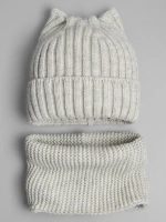 Шапка для девочки осенняя c ушками и снуд