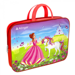 Папка с ручками 1 отделение, А4 260х340х80 мм, Alingar, ПВХ, ручки тесьма, дизайн с одной стороны, молния сверху, внут. карман, "Принцесса и единорог"