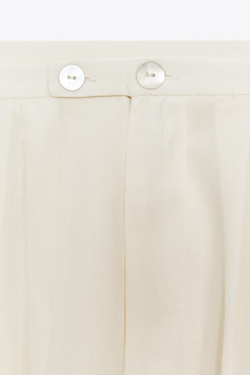 ZARA ДЛИННЫЕ БРЮКИ СО МНОЖЕСТВЕННЫМИ СКЛАДКАМИ, ЭКРЮ