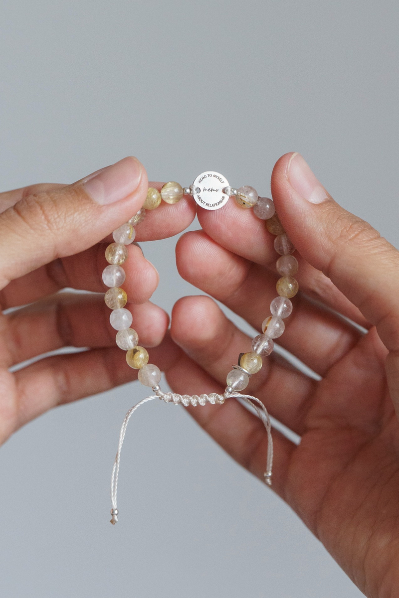 Браслет "Memo about Relationship" шамбала из рутилового кварца с коннектором