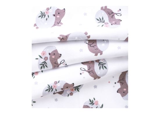 Простынь для кроватки KIDI soft от 0 до 4 лет (ёжики с цветами, трикотаж)