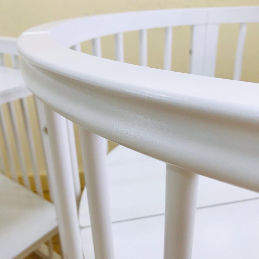 Кровать детская круглая трансформер "Облако" Белый + Маятник