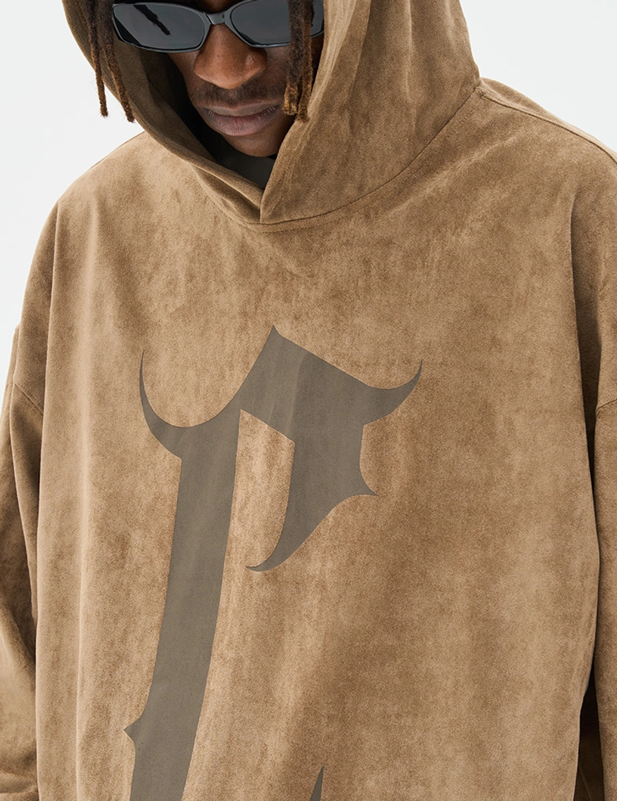 Худи HARSHandCRUEL "C Logo" Oversized Suede Hoodie