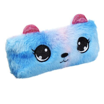 Пенал школьный меховой на молнии Calligrata Мишка , микс