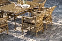 "Амароне" обеденная группа из искусственного ротанга на 6 персон, цвет соломенный