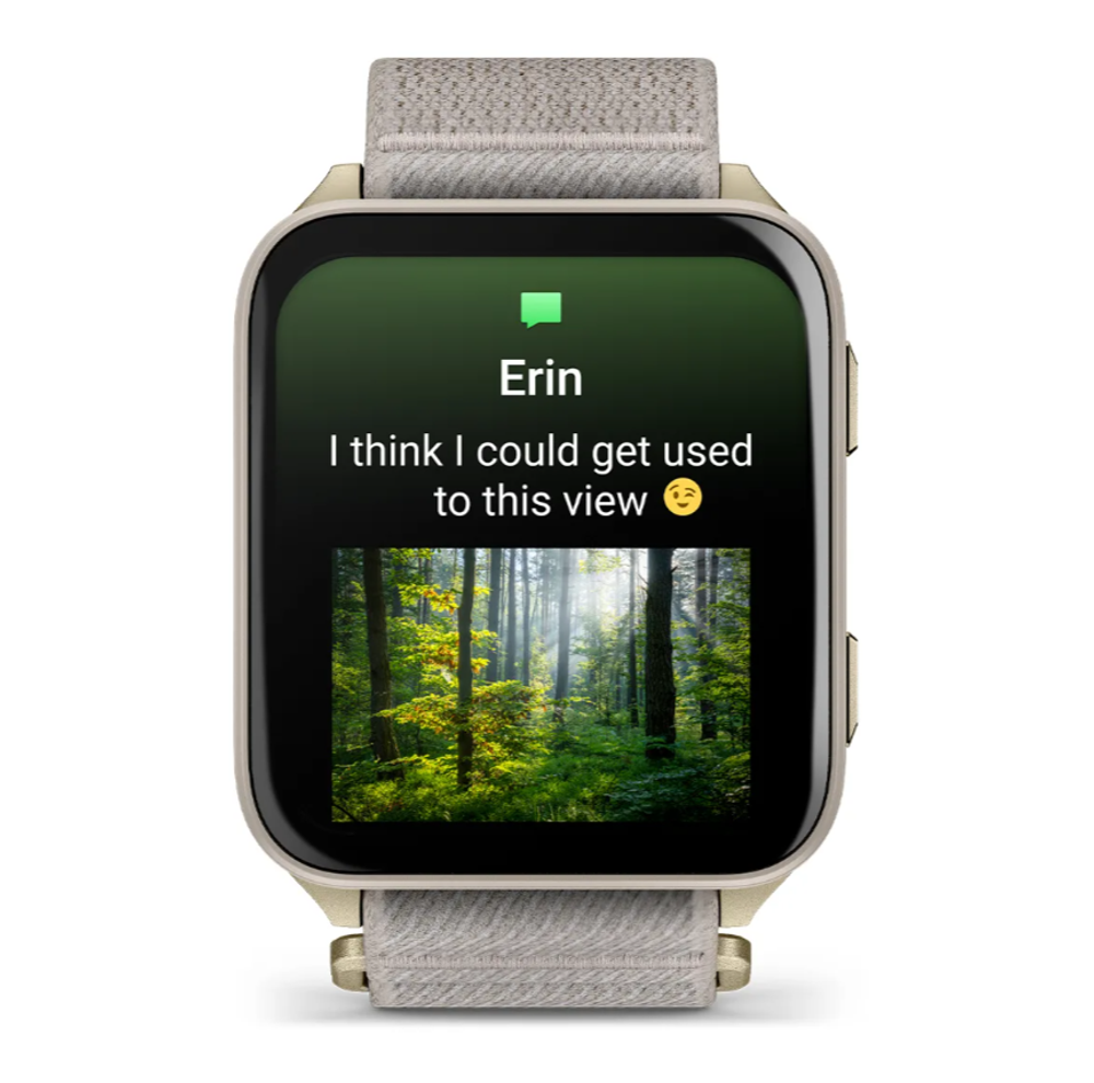 Garmin Venu X1 мягкий золотой с титановой задней крышкой и нейлоновым ремешком цвета французский серый