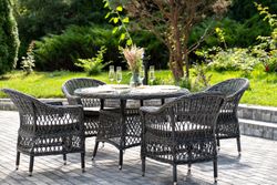 "Дольче" обеденная группа из искусственного ротанга, цвет графит