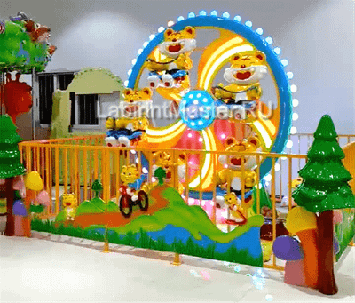 Карусель 5 мест с подъёмом «Веселые тигрята», 3,6×2,8×2,7 м