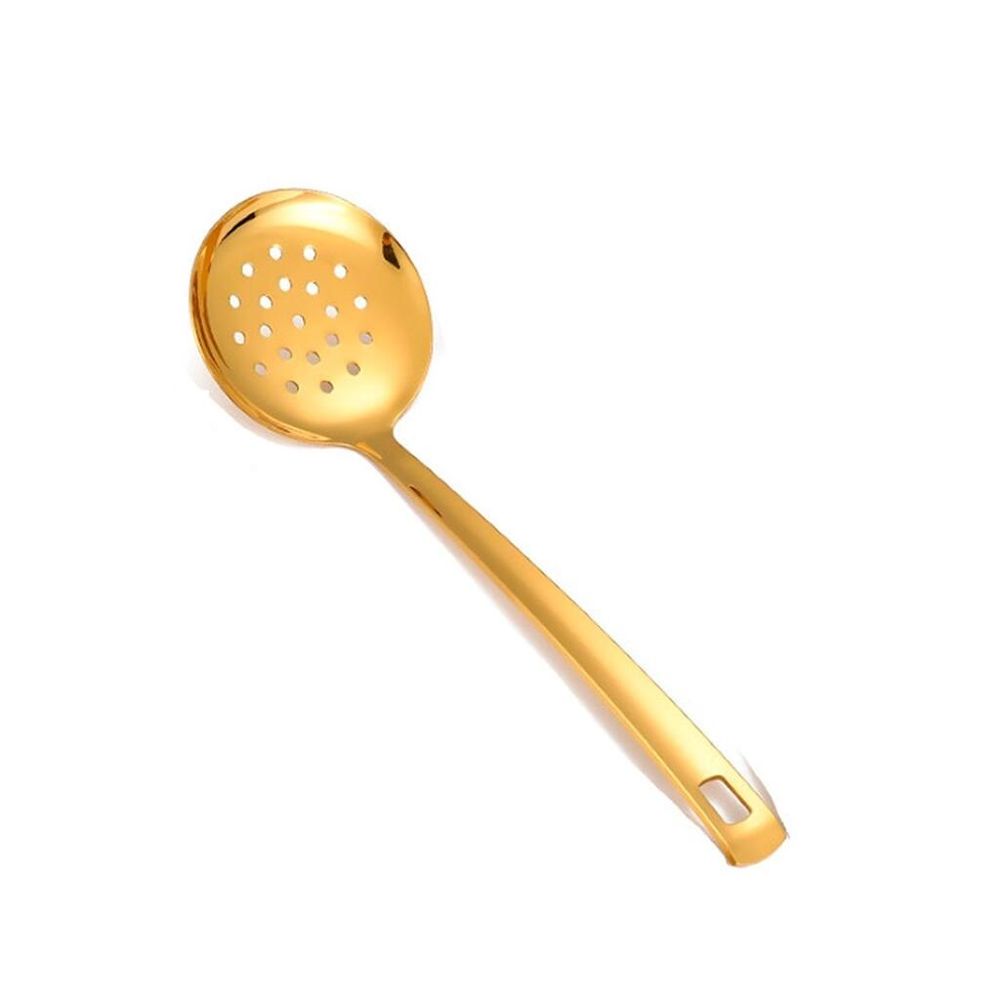 Ложка гарнирная для раздачи 24,5 см перфорированная Skimmer Square Tip нерж. цвет золото PVD P.L.