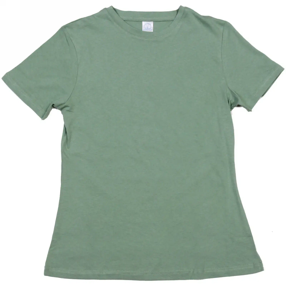Футболка женская однотонная, цвет зеленый, р 42 ( маломерит, р.40 )