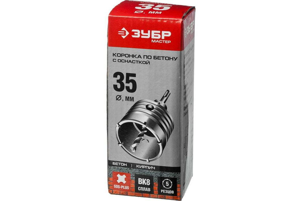 Коронка с державкой по бетону ЗУБР 35 мм, SDS-Plus 29211-35