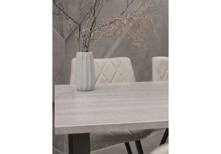 Стол деревянный Woodville Тринити Лофт 120 25 мм бетон, черный матовый, ножки черные