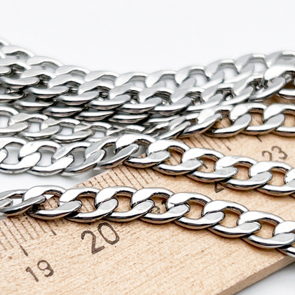 Цепочка, цвет серебро (родий), размер звена 8,5*6 мм, цена за отрезок 50 см