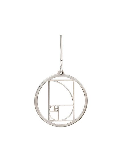 Серьги Золотое сечение Фибоначчи в круге из серебра, правая, вид сзади