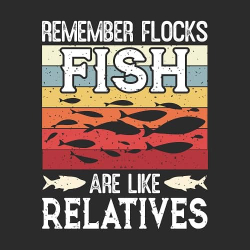принт рыбака Flocks fish are like relatives черный