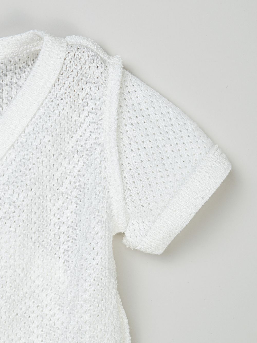 Боди-кимоно с коротким рукавом "Молоко" из ажурного хлопка 0+