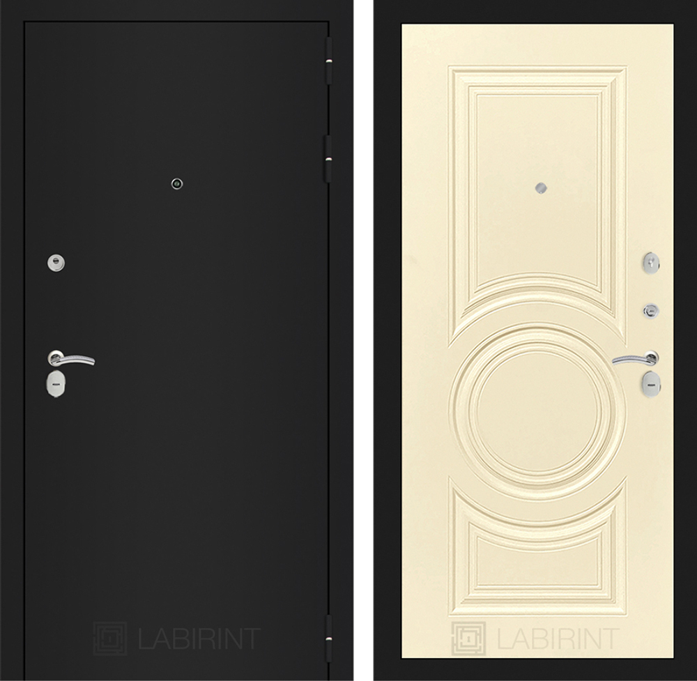 Входная металлическая дверь Лабиринт Classic (Классик) шагрень черная 23 Шампань Софт