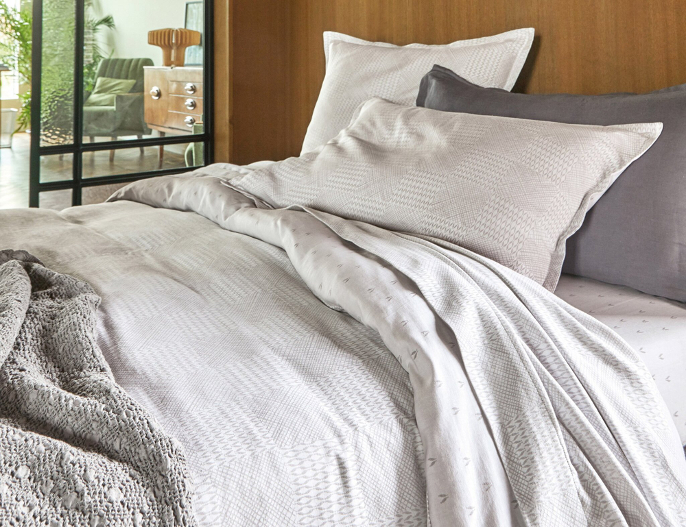 Постельное белье 2 спальное евро Blanc des Vosges Gramines Perle Франция