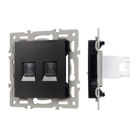 Механизм компьютерной розетки двойной SCT-MPC2-PL-BK (RJ-45, CAT6) Arlight 045337