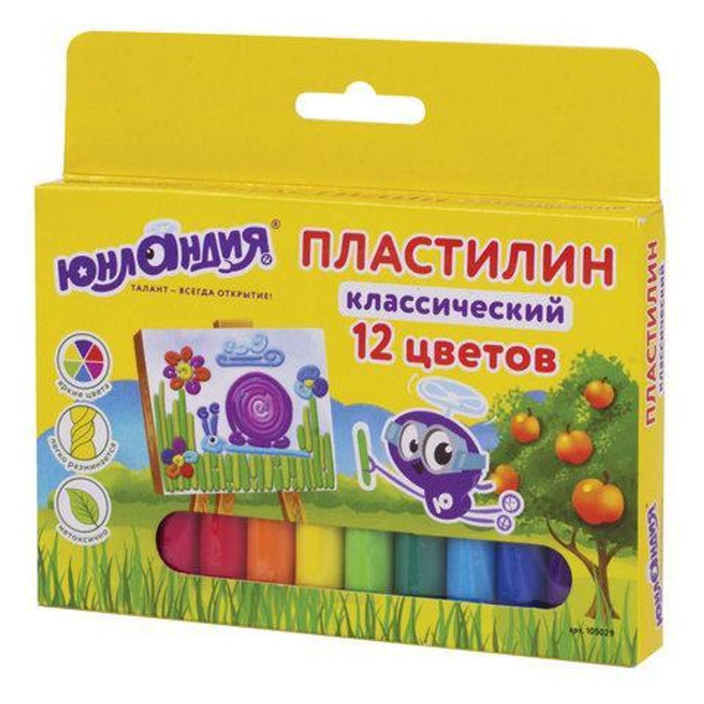Пластилин 12 цв., 240 г &quot;ЮНЛАНДИК-ЖИВОПИСЕЦ&quot; (ЮНЛАНДИЯ) (Комплект 12шт.)