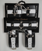 Набор фиксаторов из черной и белой натуральной кожи (Цвет: черный с белым)