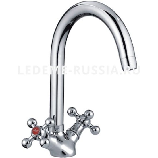 Смеситель кухня LEDEME 4319  1/2 м/к, крест