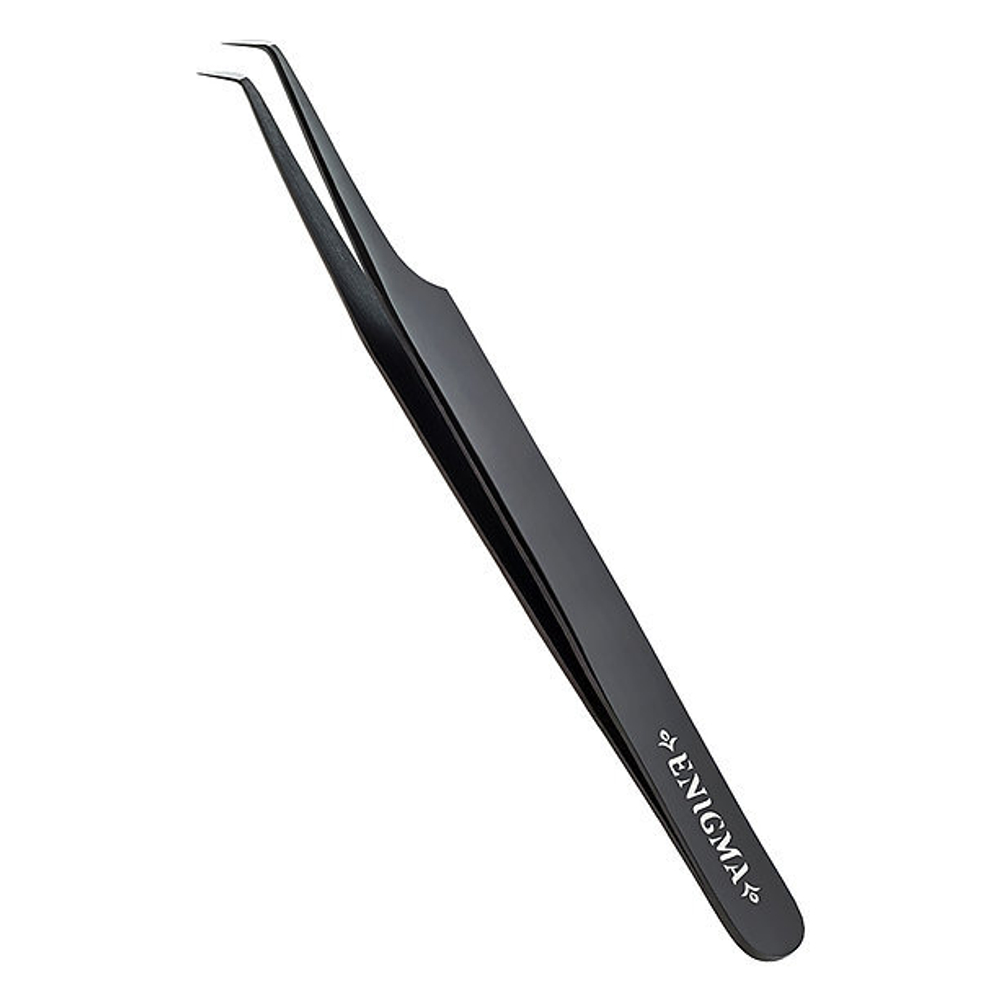 Пинцет Мини L-90 Enigma (Black, черный) с ручной заточкой extra-sharp