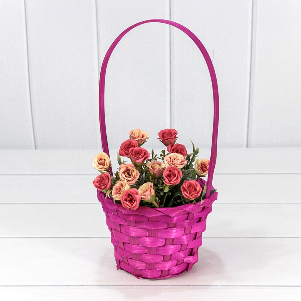 Корзина 13х9,5/28 см "Береста" с ручкой (Розовый)