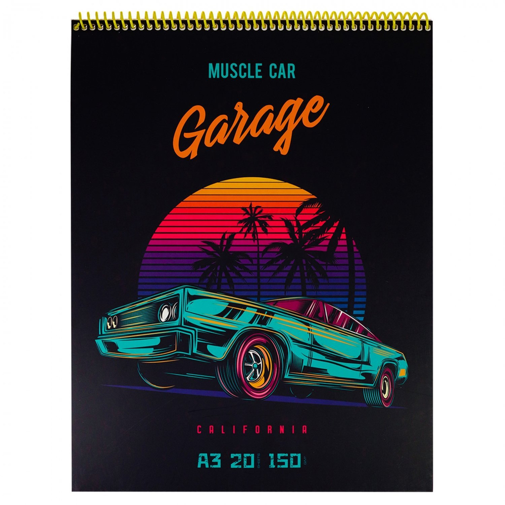 Скетчбук А3 20л., "Авто", 150г/м2, Миленд, гребень, мягкая обложка, матовая ламинация, жесткая подложка