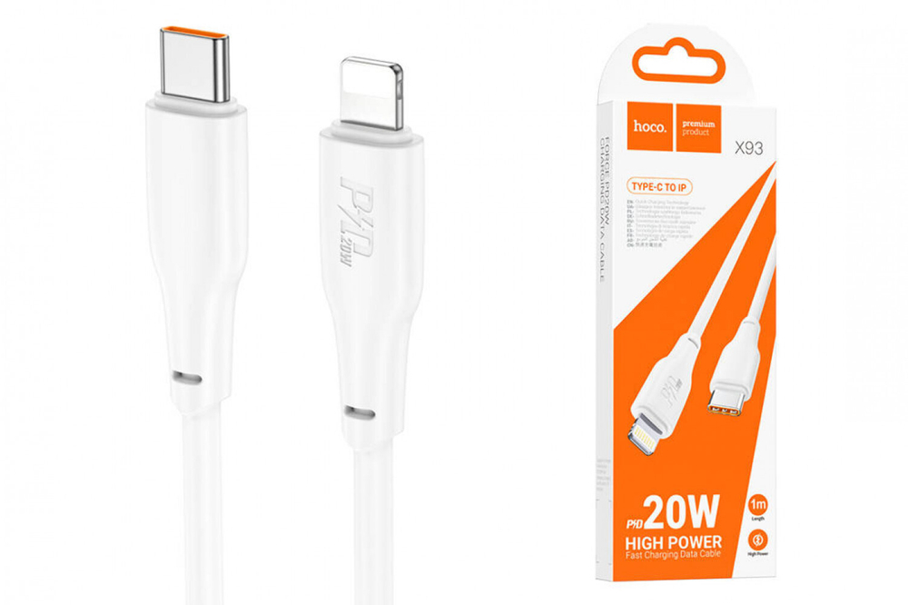 Кабель HOCO X93 Type-C-Lightning PD20W 3A 1м TPE White