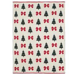 Плед из хлопка с новогодним рисунком christmas bows из коллекции new year essential, 130x180 см