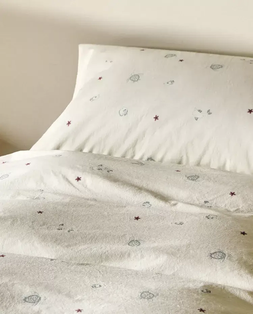 ZARA HOME ДЕТСКИЙ ПОДОДЕЯЛЬНИК С МОРСКИМИ МОТИВАМИ, СВЕТЛО-ЗЕЛЕНЫЙ