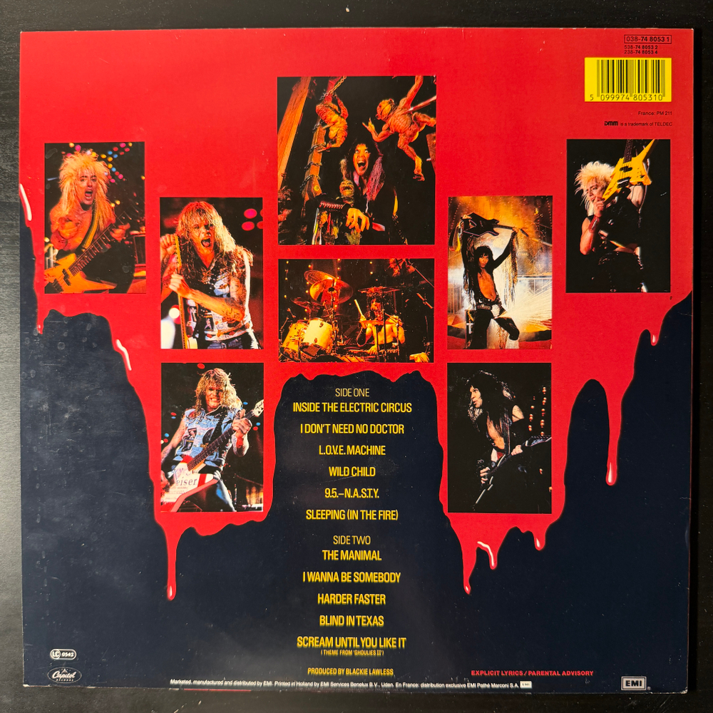 W.A.S.P. ‎– Live... In The Raw (Европа)