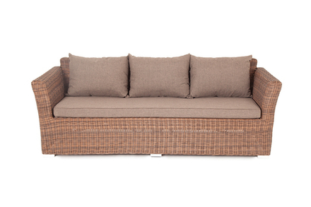 "Капучино" диван из искусственного ротанга трехместный, цвет коричневый
