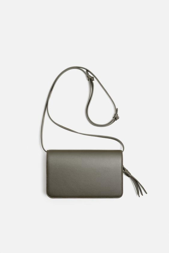 ZARA ОДНОТОННАЯ СУМКА ЧЕРЕЗ ПЛЕЧО, ЗЕЛЕНЫЙ
