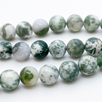 Моховый агат бусины (халцедон), диаметр 10,4-10,6 мм, цена за 9 шт (1/4 нити)