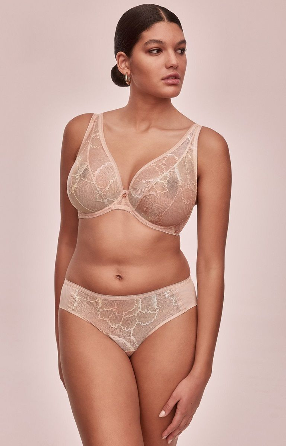 Бюстгальтер-бралетт Loretto из двухцветного кружева (Размер: 85D) (Цвет: персиковый)