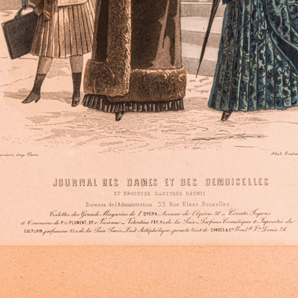 Старинная гравюра «Парижская мода»