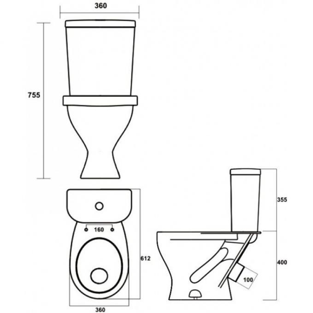 Унитаз-компакт Sanita Формат  с сидением микролифт схема