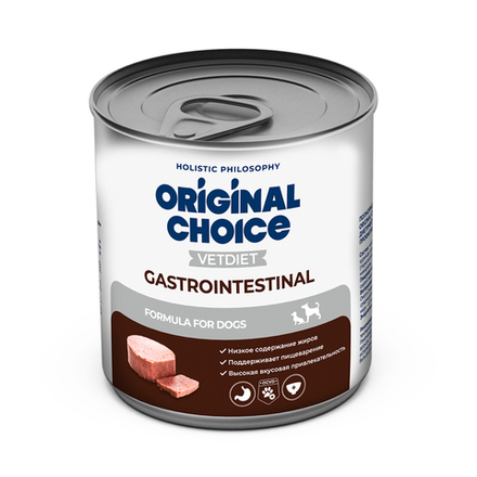 Консервы ORIGINAL CHOICE VETDIET Gastrointestinal для собак профилактика болезней ЖКТ 525 г