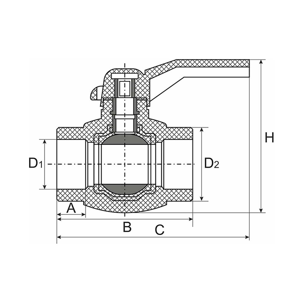 Кран шар 20 ручка PP-R EVER® plast  СЕРЫЙ (Россия)