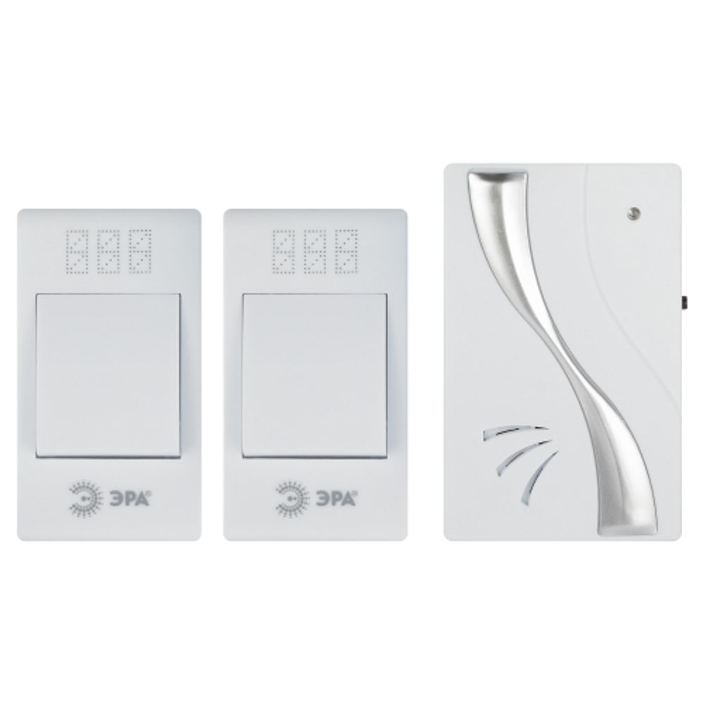 Звонок дверной ЭРА TWIN-B беспроводной две кнопки белый 32 мелодии | Электрозвонки