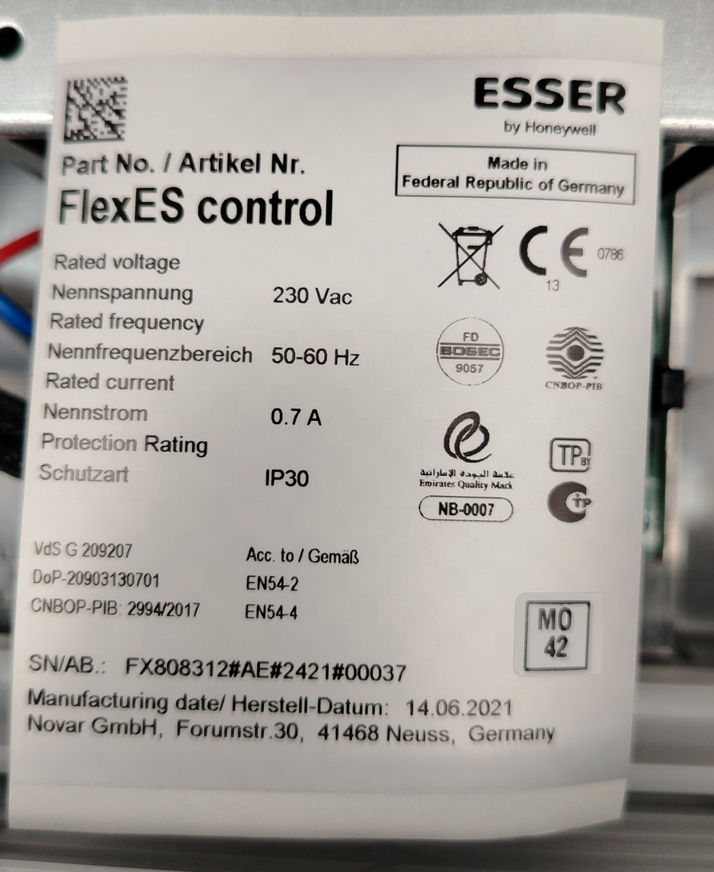Удлинитель блока питания Honeywell Esser FX808364 для систем пожарной безопасности