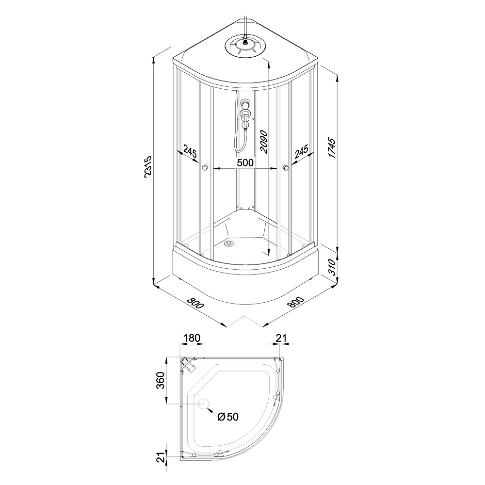 Душевая Кабина Вельвет 80*80 В