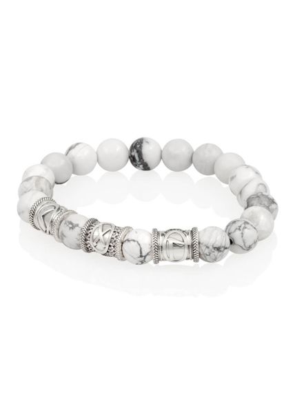 Браслет из натурального магнезита с рунами Кеназ, Гебо, Лагуз - Женская привлекательность, вид спереди